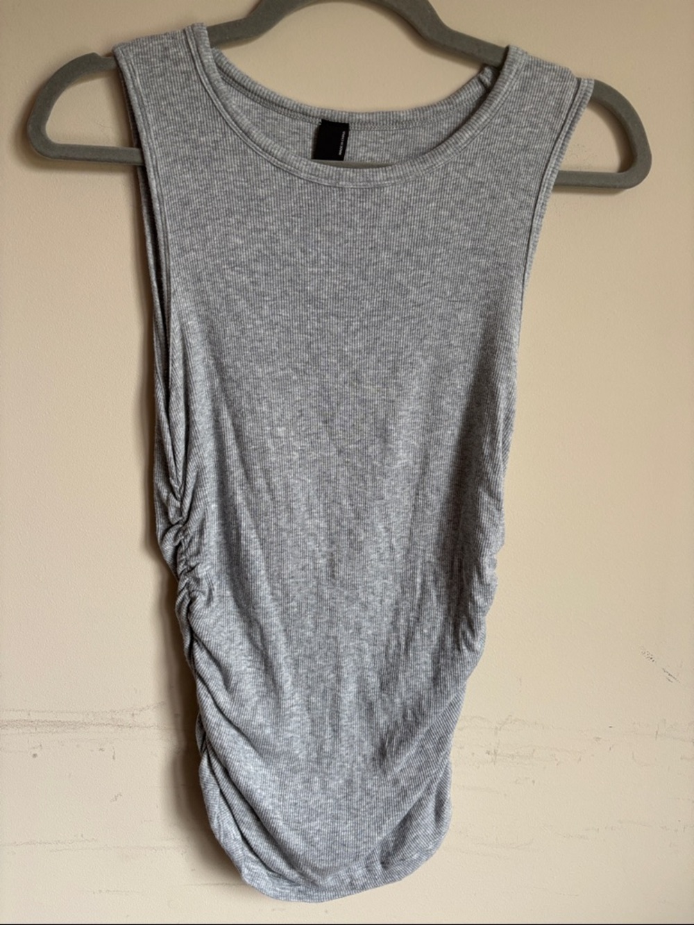 bobi Gray Ribbed Ruched Side Tank